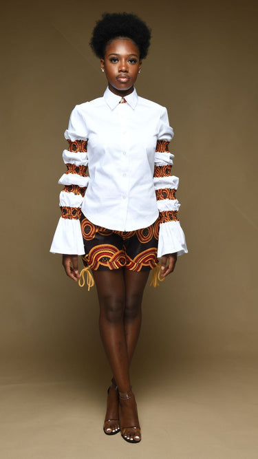 INFINITY Coco Brown Ankara Print Side Laced Shorts